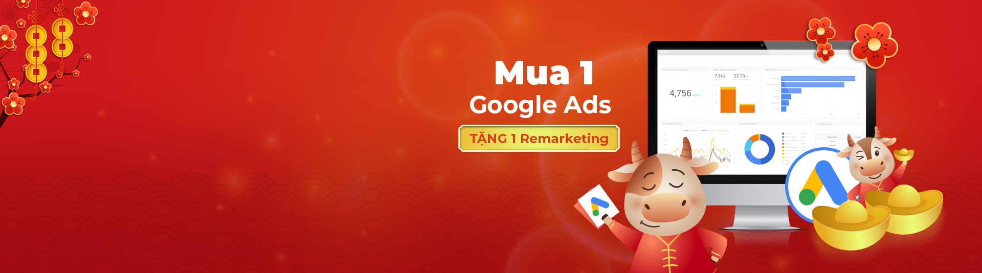 迎接家庭新年-获得最优惠的价格当您购买1包Google Ads时，将获得1个免费再营销包